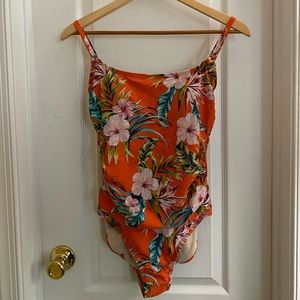 Kona sol one piece swimsuit tropical flower print gently used